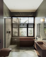 Душевая перегородка Maybahglass MGD-679-6ш 109 см, профиль черный, стекло бронза матовое