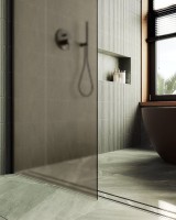 Душевая перегородка Maybahglass MGD-679-6ш 109 см, профиль черный, стекло бронза матовое