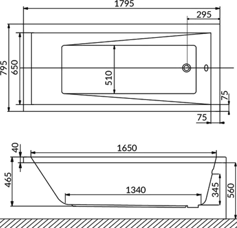 Акриловая ванна WHITECROSS Wave Line Nano 180x80 см, встраиваемая, с гидромассажем, белый глянец, с каркасом, со сливом-переливом, фурнитура золото