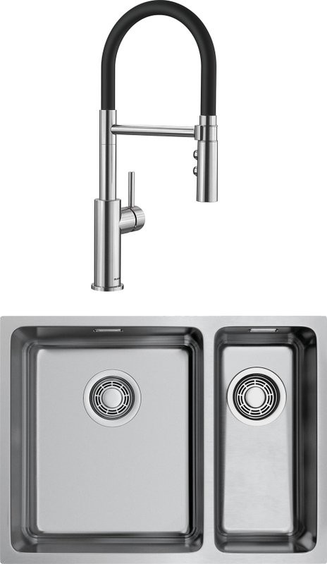 Комплект Мойка Omoikiri TADZAVA 58-2-U/IF L + Смеситель Blanco Catris-S Flexo 525792 с гибким изливом