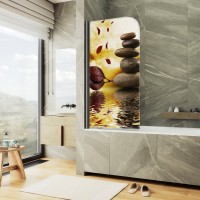 Шторка на ванну Maybahglass MGV-929-ФП008-6 70 см, профиль черный