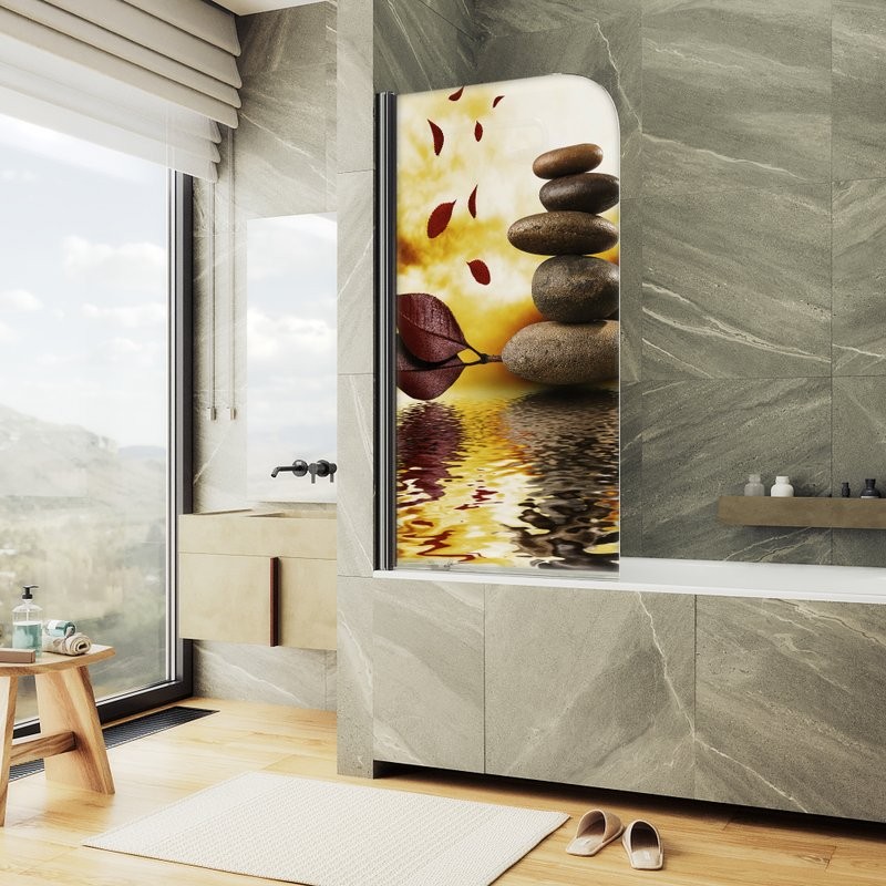 Шторка на ванну Maybahglass MGV-929-ФП008-6 70 см, профиль черный