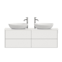 Тумба с раковиной Belux Джаз 140 подвесная, белая глянцевая, раковина Турин 61