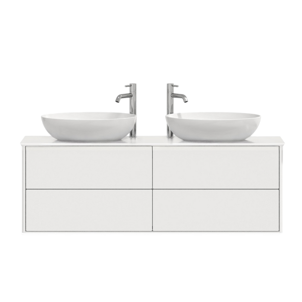 Тумба с раковиной Belux Джаз 140 подвесная, белая глянцевая, раковина Турин 61