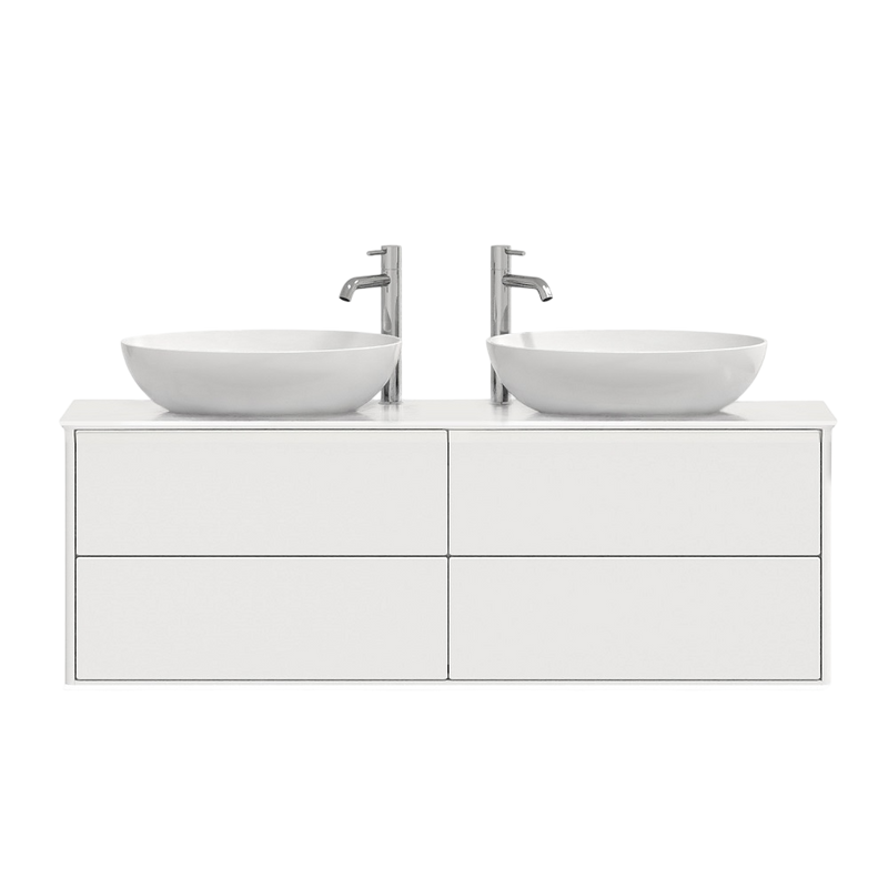 Тумба с раковиной Belux Джаз 140 подвесная, белая глянцевая, раковина Турин 61