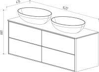 Тумба с раковиной Belux Джаз 140 подвесная, белая глянцевая, раковина Турин 61