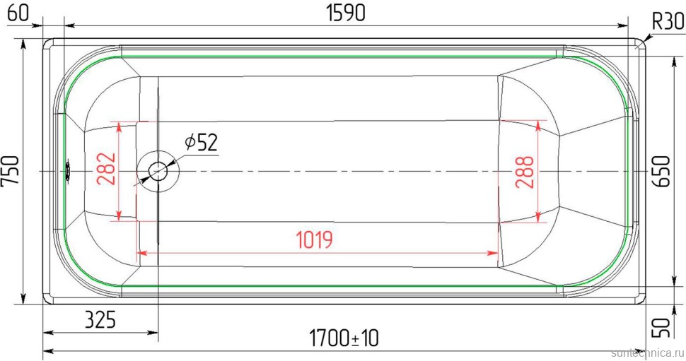 Чугунная ванна Универсал Ностальжи 170x75 см, пристенная, на ножках