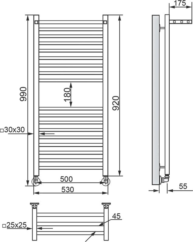 Полотенцесушитель водяной Ника Modern ЛМ 3 100/50 хром
