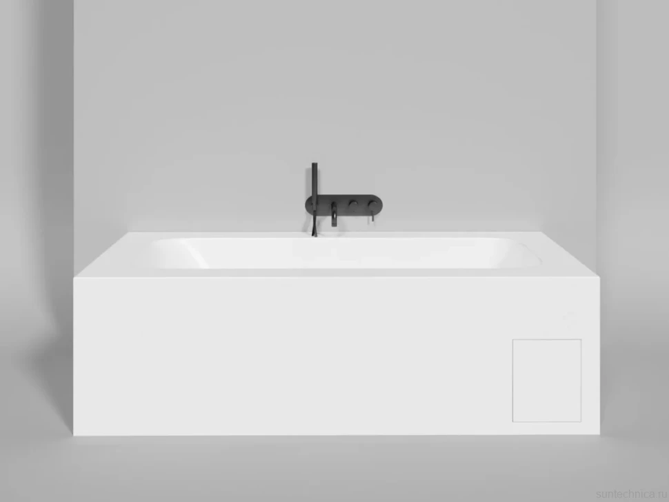 Ванна из искусственного камня Salini Orlanda Plus Kit S-Sense 190x100 см, встраиваемая, матовая белая, на ножках, со сливом-переливом, с донным клапаном