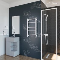 Полотенцесушитель электрический Grota Costa 430х800 RAL9016 EL 80x45 см, подключение справа, слева, скрытое подключение справа, матовый белый, лесенка, из стали