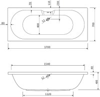 Акриловая ванна Cezares Calisto 170x70 см, пристенная, белая, с каркасом