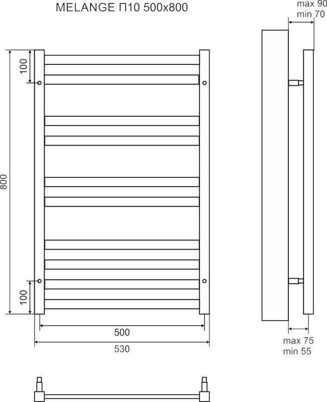 Полотенцесушитель электрический Lemark Melange П10 50x80, белый