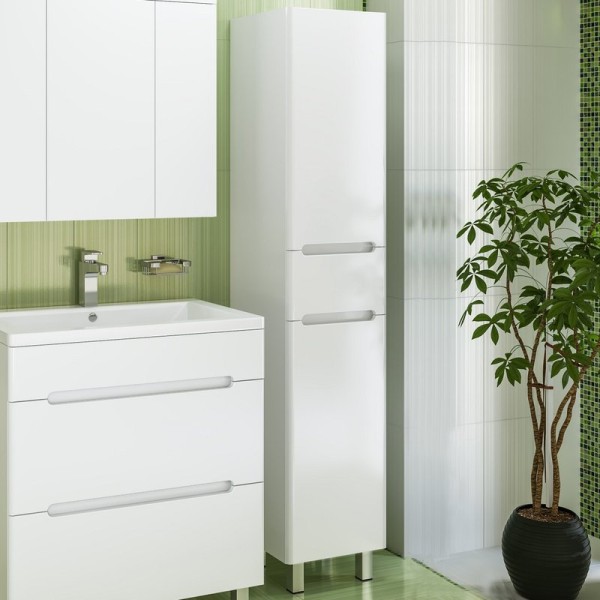 Шкаф пенал для ванной Runo Парма 35 с бельевой корзиной, R