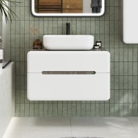 Тумба с раковиной Art&Max Genova 80 подвесная, 2 ящика, бетон бромо