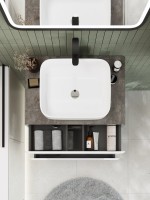 Тумба с раковиной Art&Max Genova 80 подвесная, 2 ящика, бетон бромо