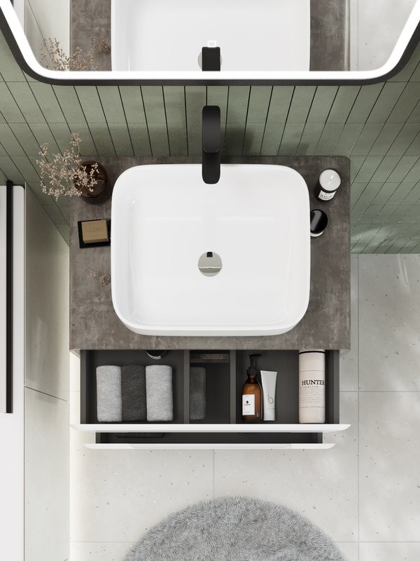 Тумба с раковиной Art&Max Genova 80 подвесная, 2 ящика, бетон бромо