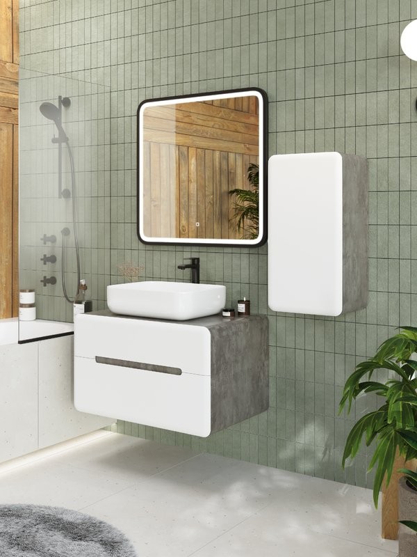 Тумба с раковиной Art&Max Genova 80 подвесная, 2 ящика, бетон бромо