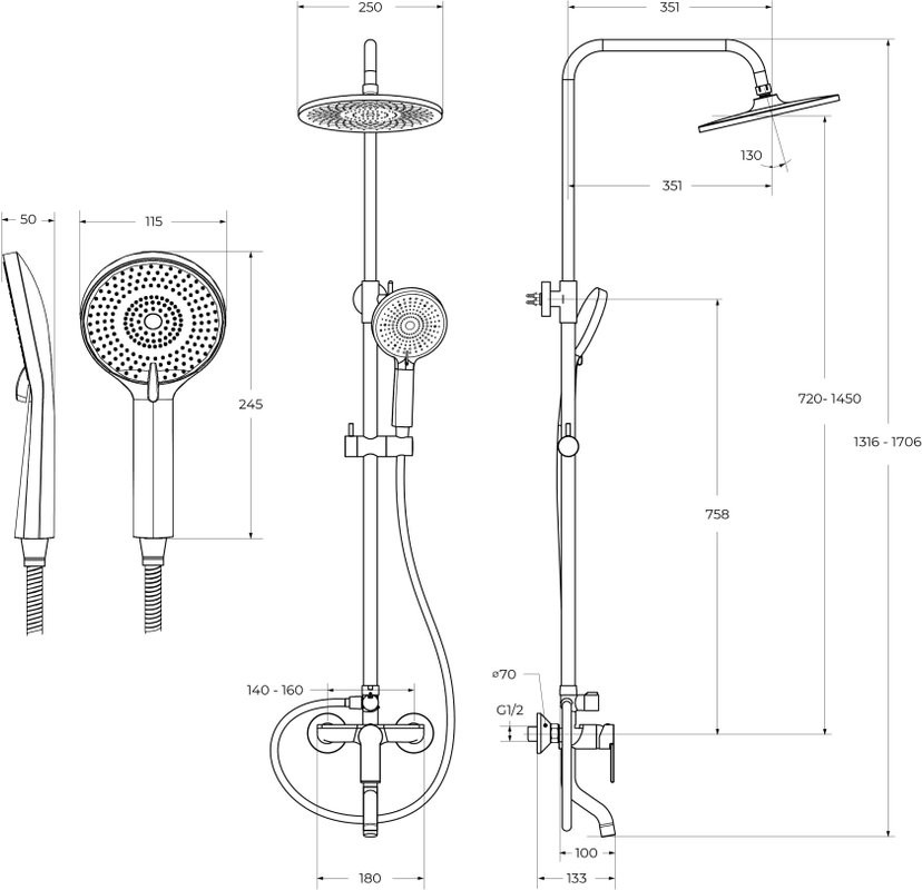 Комплект для ванной BelBagno Aurora VSCM/LVM хром