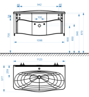 Тумба с раковиной Belux Анжело Н 110-02 напольная, глянцевая белая