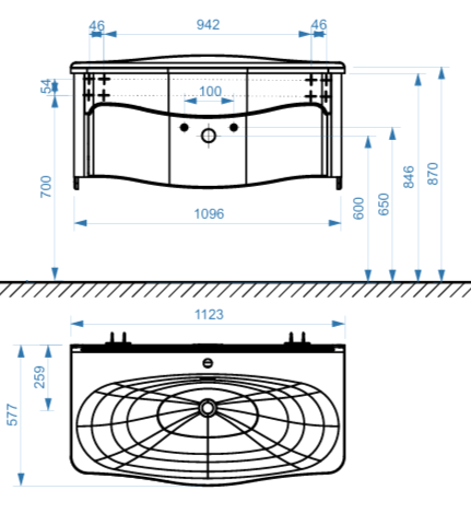 Тумба с раковиной Belux Анжело Н 110-02 напольная, глянцевая белая