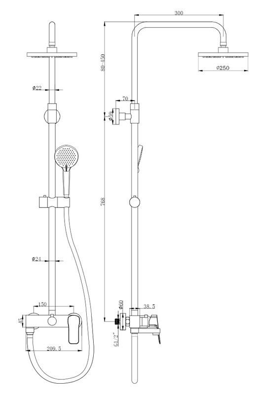 Душевая стойка Paini Viva Style P4YO687D250F3D110 черный