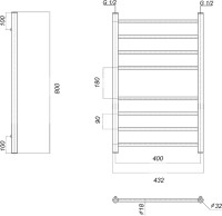 Полотенцесушитель водяной Domoterm Медея П8 400x800 хром