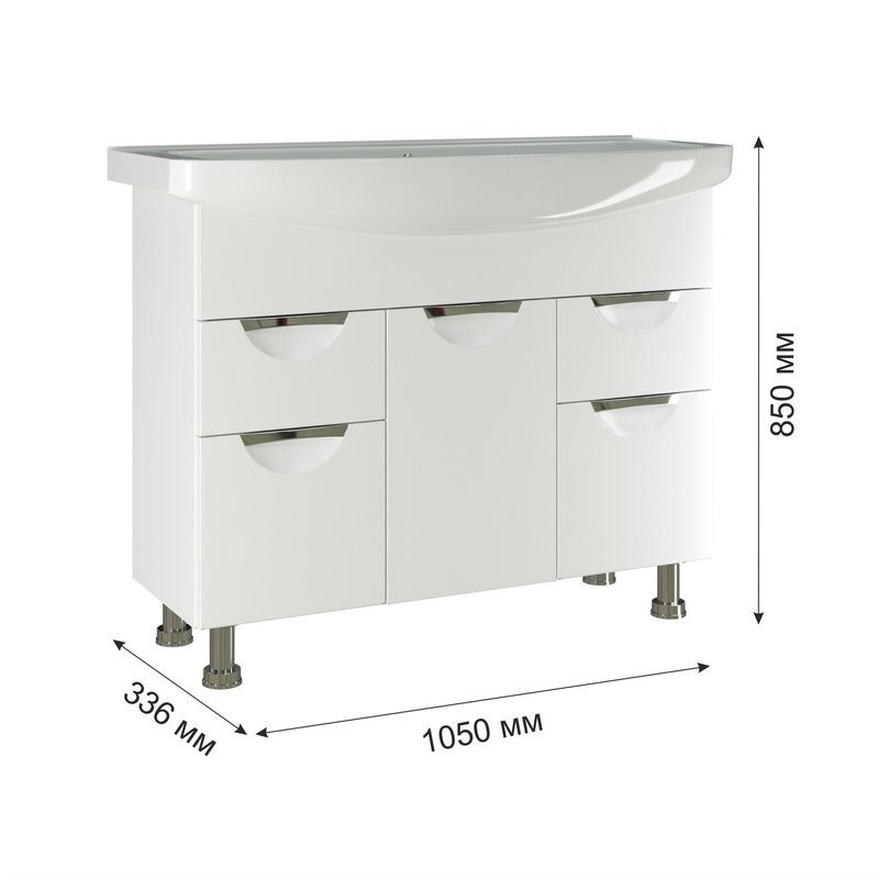 Тумба под раковину Элеганс-105 I тумба для ванной Mixline 85х33,6х105 Белый ПВХ