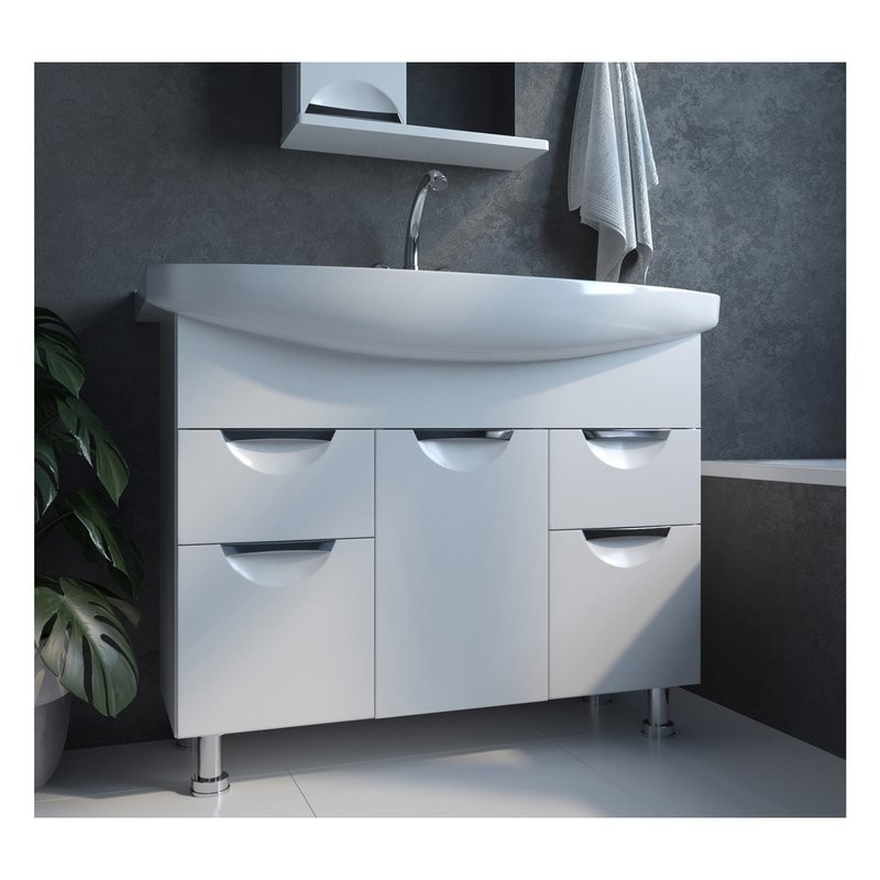 Тумба под раковину Элеганс-105 I тумба для ванной Mixline 85х33,6х105 Белый ПВХ