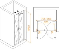 Душевая дверь в нишу RGW Passage PA-104-B 80 см, профиль черный, стекло прозрачное