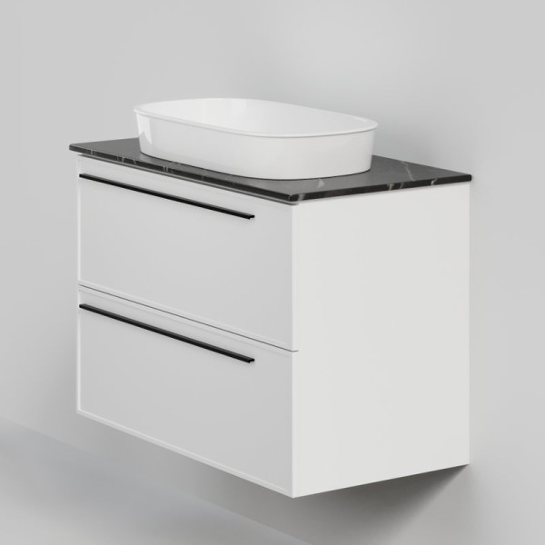 Тумба под раковину со столешницей La Fenice Elba Twin 90 подвесная, bianca, столешница черный мрамор