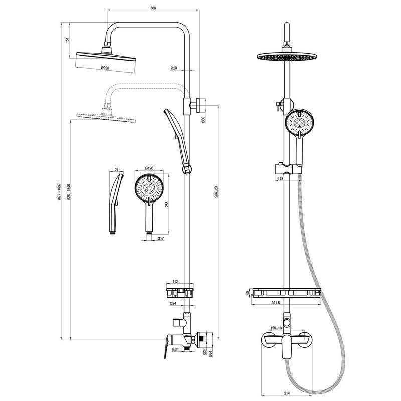 Душевая стойка Lemark Verba LM11460C хром