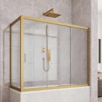 Шторка на ванну Kubele DE019 PR3-CLN-BR, 170х80 см, профиль бронза