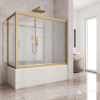 Шторка на ванну Kubele DE019 PR3-CLN-BR, 170х80 см, профиль бронза