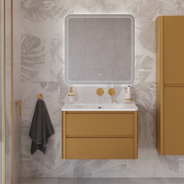 Мебель для ванной комнаты Cezares Relax 80 подвесная, 2 ящика, брашированное золото