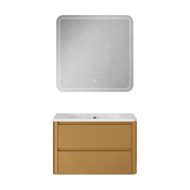 Мебель для ванной комнаты Cezares Relax 80 подвесная, 2 ящика, брашированное золото