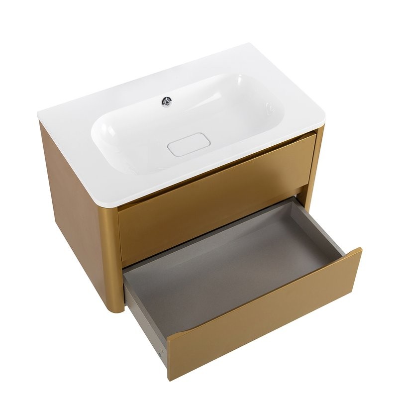 Мебель для ванной комнаты Cezares Relax 80 подвесная, 2 ящика, брашированное золото