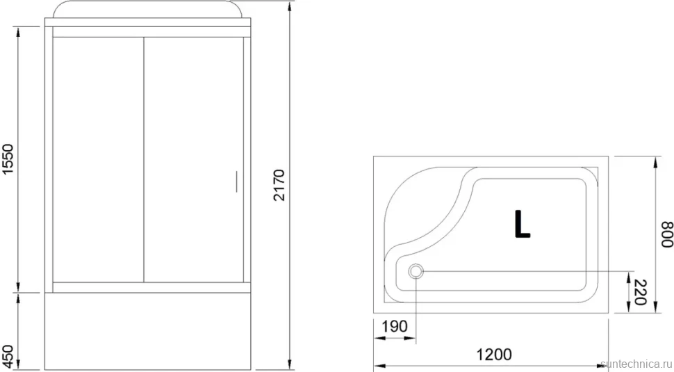 Душевая кабина Royal Bath BP RB8120BP5-BT-L с высоким поддоном, с сиденьем