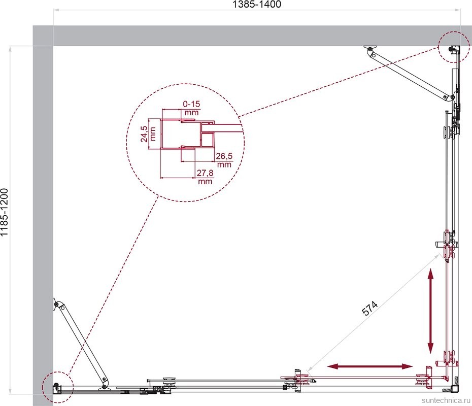 Душевой уголок BelBagno Luce AH-22-140/120-C-Cr профиль хром, стекло прозрачное