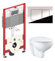 Комплект Унитаз подвесной Grohe Bau Ceramic 39351000 безободковый, альпин-белый + Инсталляция TECE Now 9400412 4 в 1 с кнопкой смыва