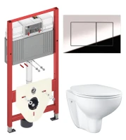 Комплект Унитаз подвесной Grohe Bau Ceramic 39351000 безободковый, альпин-белый + Инсталляция TECE Now 9400412 4 в 1 с кнопкой смыва