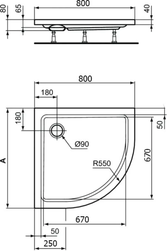 Поддон для душа Ideal Standard Hotline 80x80 сегментный с сифоном