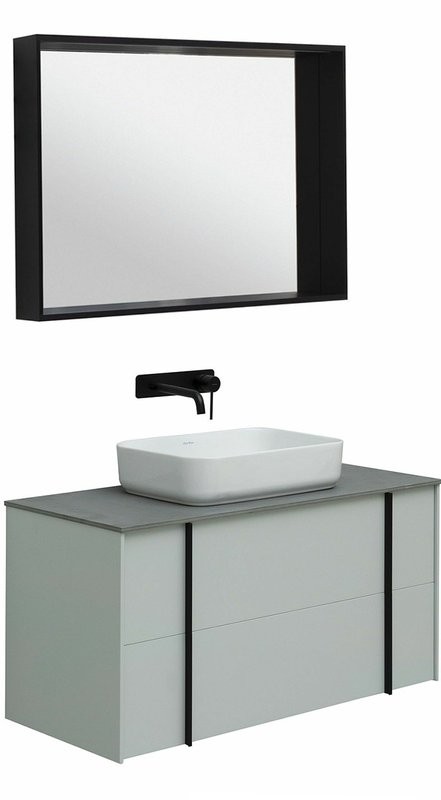 Мебель для ванной комнаты Allen Brau Reality 100 подвесная, папирус матовый, столешница графит, раковина Fantasy Quad 50х36 белая матовая