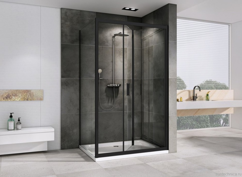 Душевой уголок Abber Sonnenstrand AG07100B-S80B 80x100, профиль черный, стекло прозрачное
