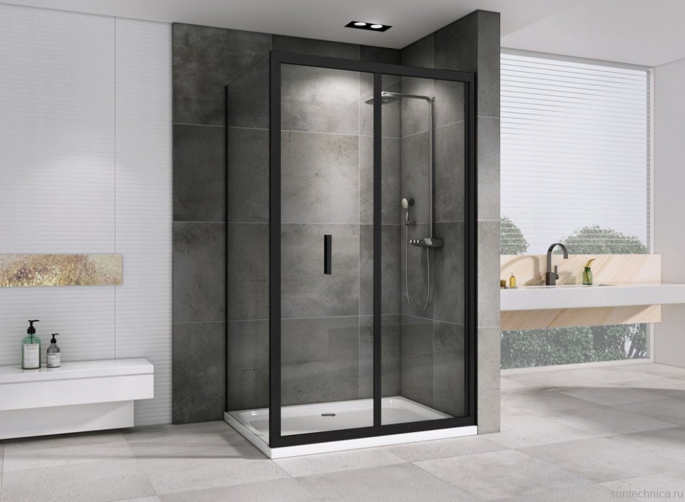 Душевой уголок Abber Sonnenstrand AG07100B-S80B 80x100, профиль черный, стекло прозрачное