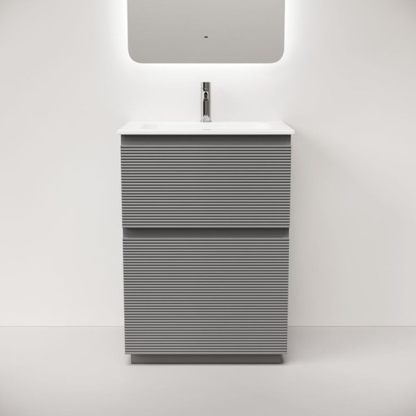 Тумба под раковину в ванную Sancos Folk Floor 590х445х850 мм, напольная с двумя ящиками, Ergraut soft