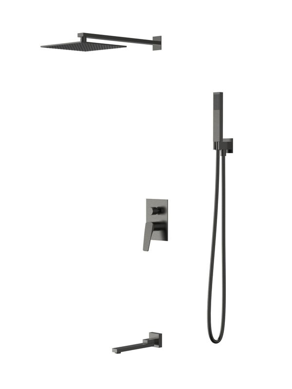 Душевой комплект Vincea Puro VSFW-5P1GM С ВНУТРЕННЕЙ ЧАСТЬЮ, вороненая сталь