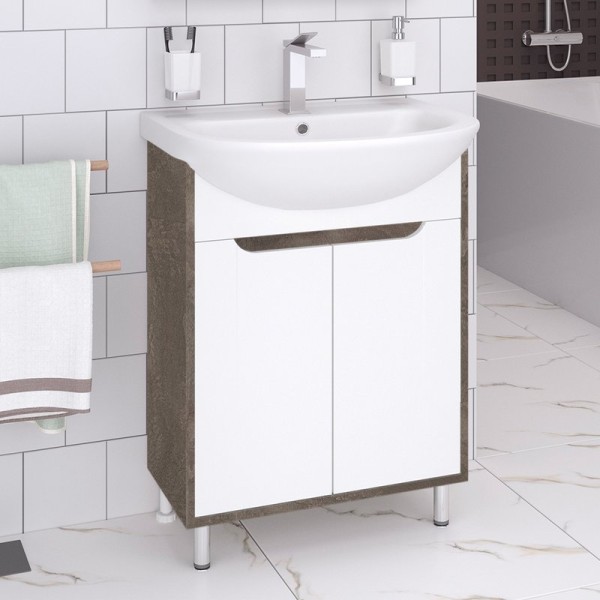 Тумба под раковину Runo Эко 60 железный камень