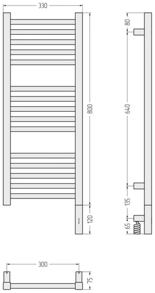 Полотенцесушитель электрический Сунержа Модус 3.1 30-5901-8030 90x35 см, подключение справа, матовый белый, лесенка
