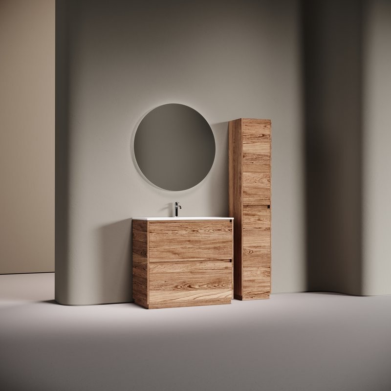 Мебель для ванной комнаты Sancos Libra Floor 90 напольный, дуб чарльстон, раковина СN7019