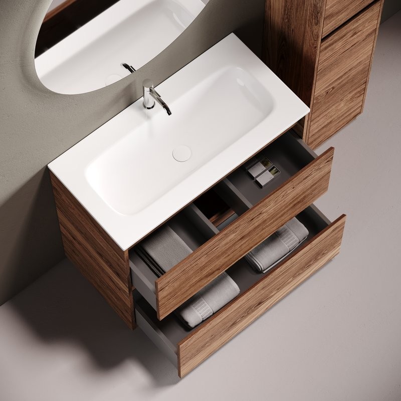 Мебель для ванной комнаты Sancos Libra Floor 90 напольный, дуб чарльстон, раковина СN7019